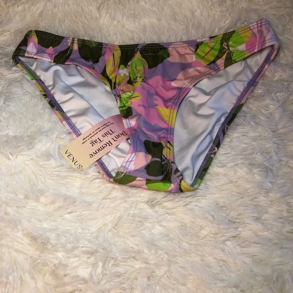VENUS Pink and Green Floral Bikini Bottom size 6 NWT